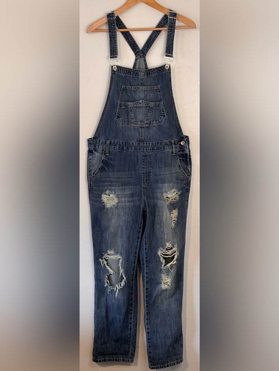 Special A Denim - Designed by Special A in Los Angeles Distressed Denim Bib Overalls Size Large